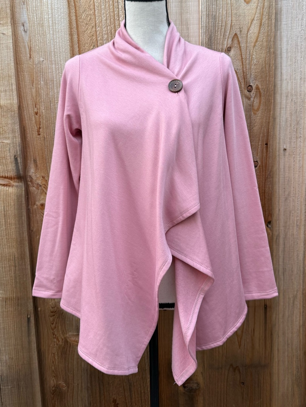Women's Pink Draped Single-Button Cardigan
